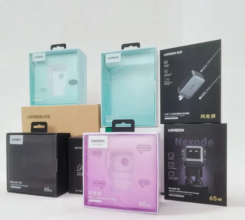 A range of UGREEN charger boxes in different colours and finishes