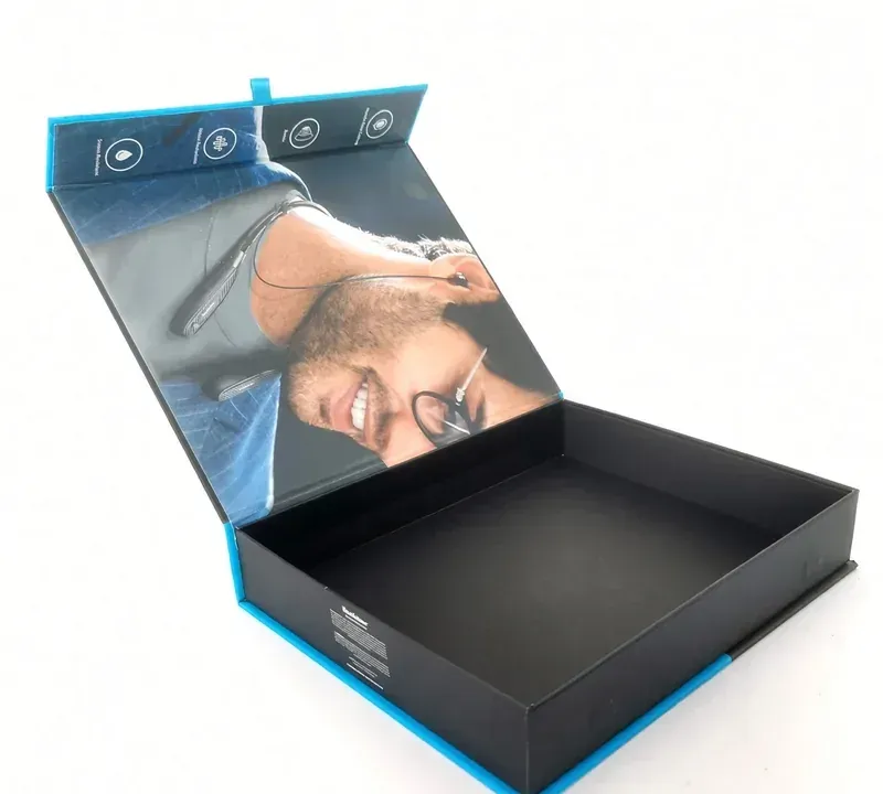 An open magnetic box with a photo printed inside the lid